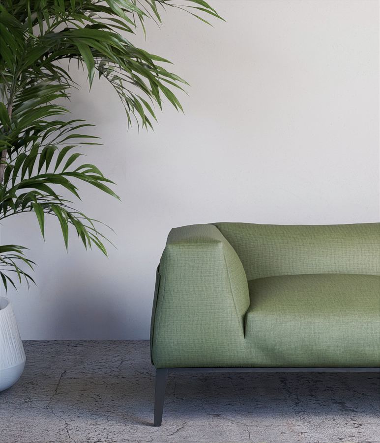 interior rendering green couch