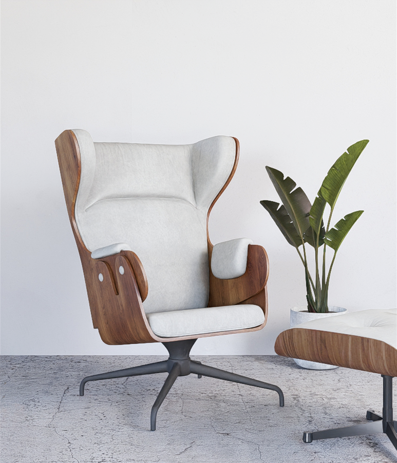 interior rendering white chair