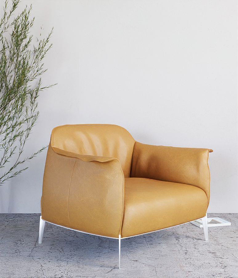 interior rendering yellow armchair