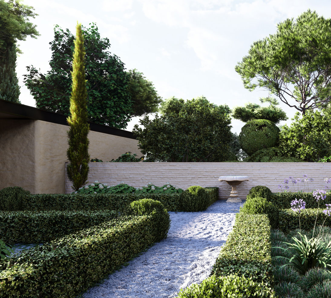 landscape rendering formal garden