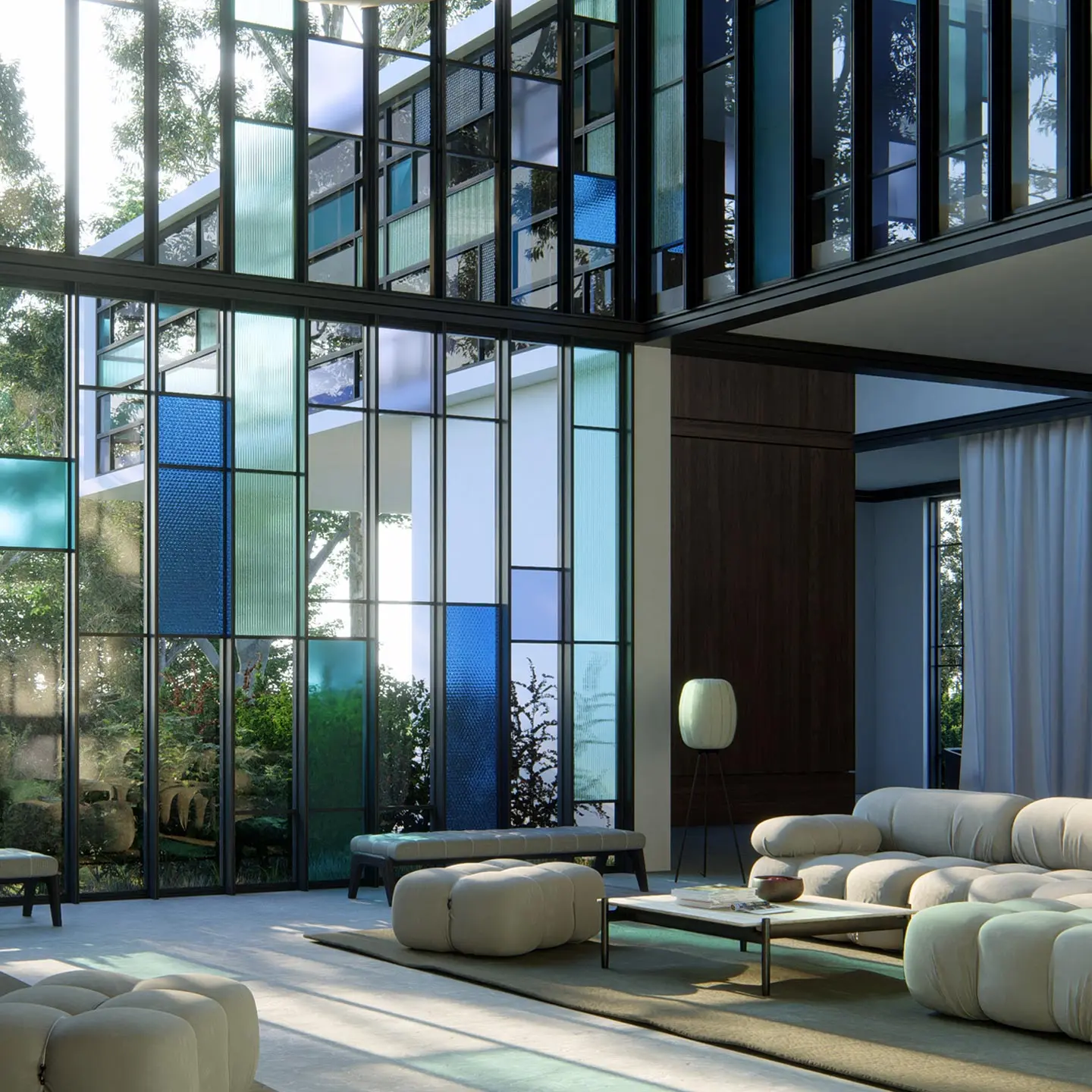 detalle interior cristal coloreado azul detalle interior cristal coloreado azul