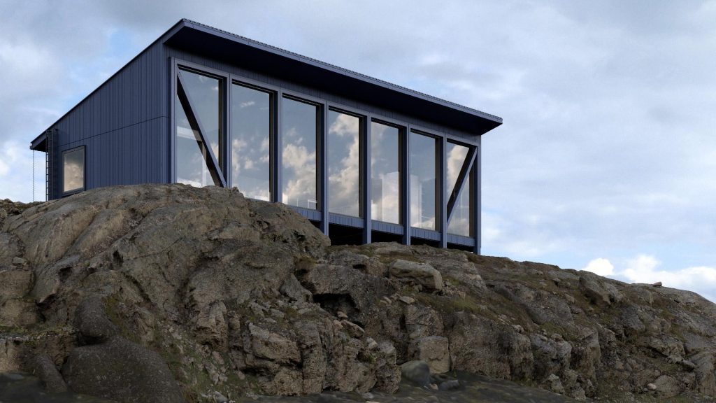 architect reflects residential cabin exterior