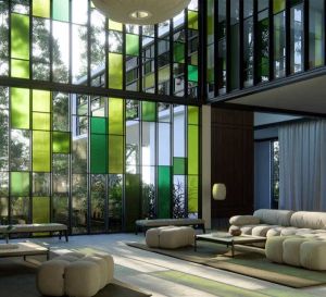 interior green glass shadows bc2