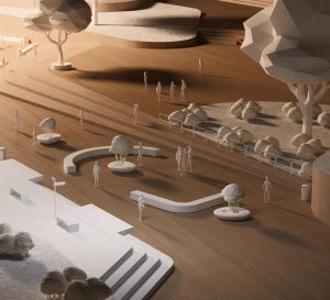 low poly aerial shot