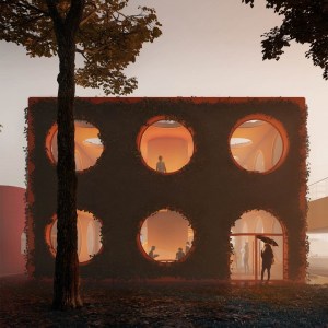 cafe exterior facade pointillisme bc