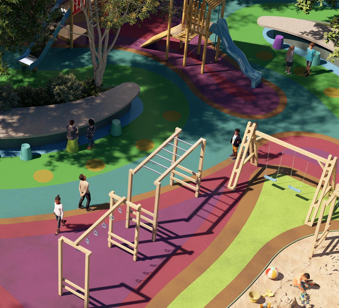 render patio de colegio