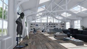 Interior de madera con sombras